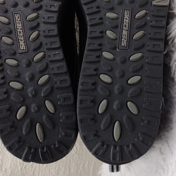 Skechers Shape-Ups Sleek Fit Black Leather Mesh Upper Mary-Jane Wedge Sneaker - Picture 9 of 16